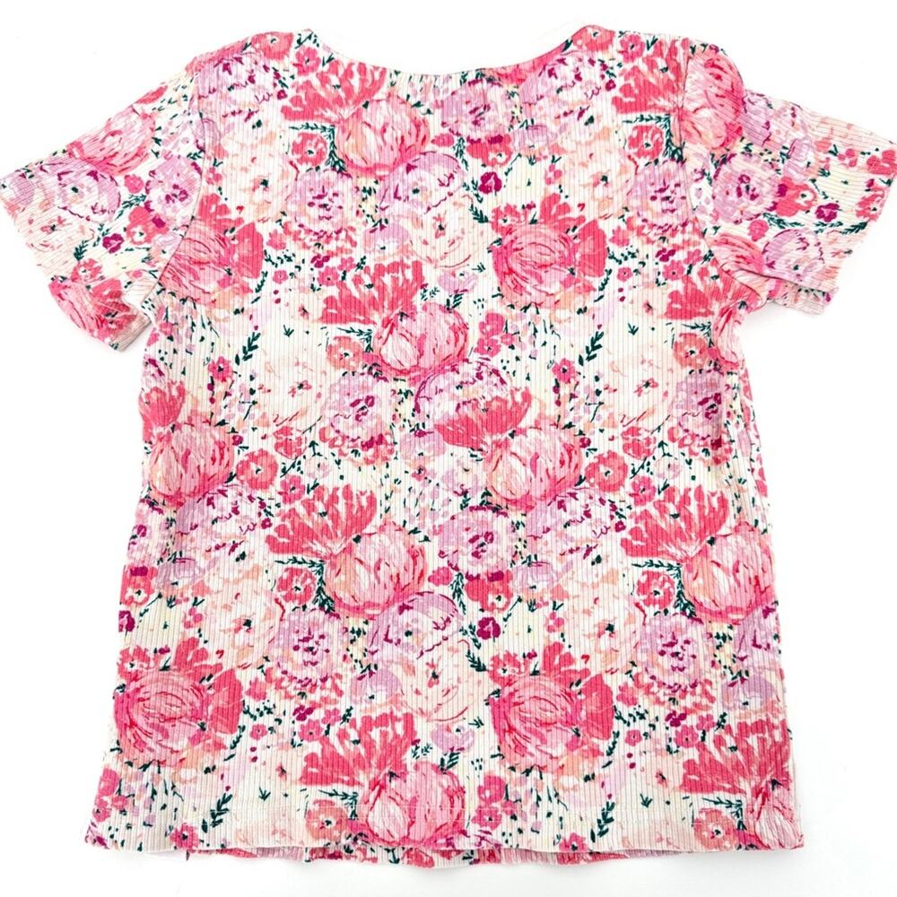 Sweethoney Floral Ribbed Short Sleeve Shirt Top 6 Y - Picture 6 of 6